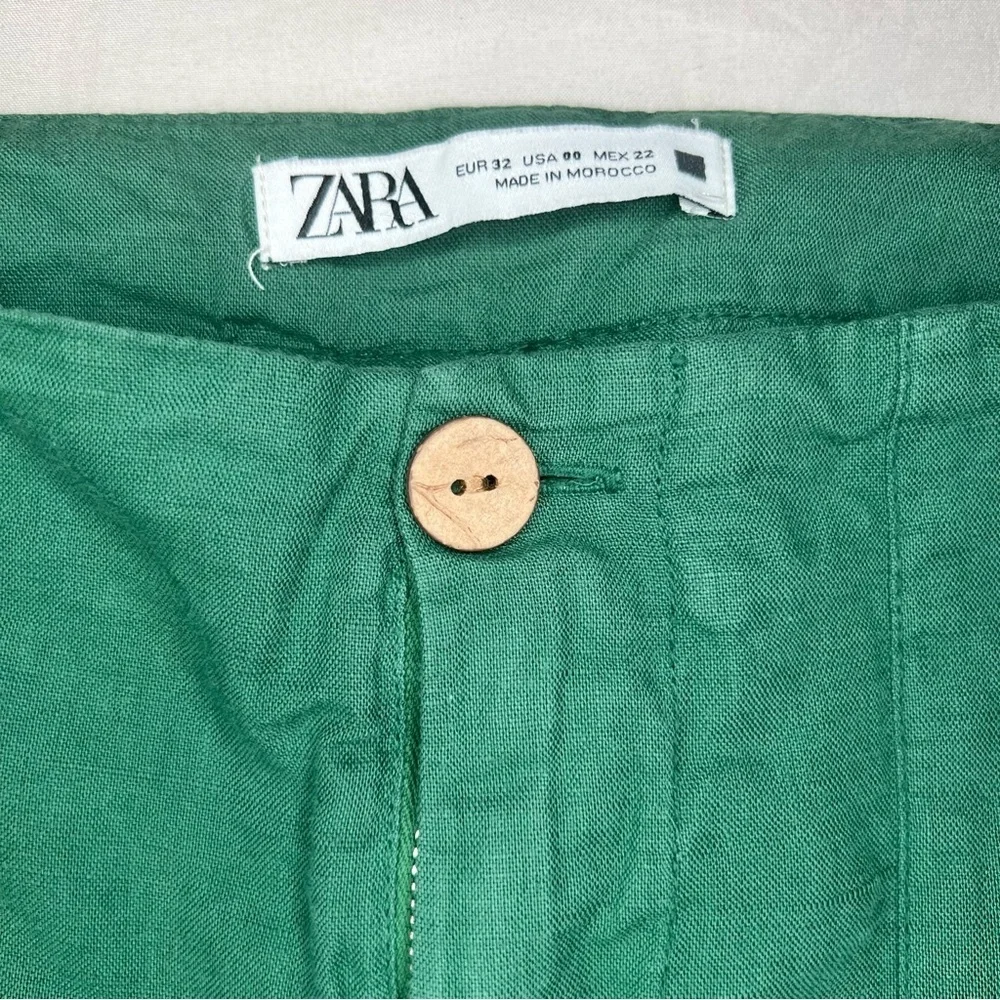 Zara Lightweight Emerald Green Wide Leg Pants Womens Sz 00.